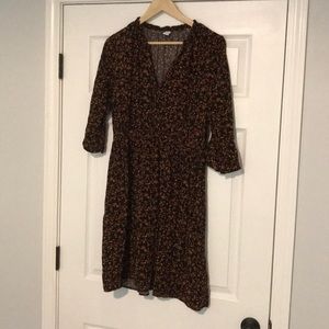 Button v neck 3/4 dress